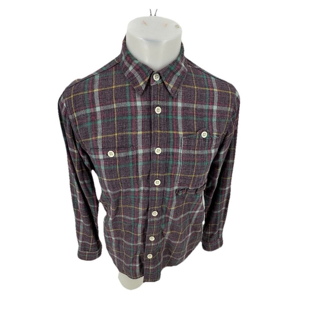 FDMTL Slim Fit Button Up Shirt Rinse - Plaid Size L Japan Cotton 18-6